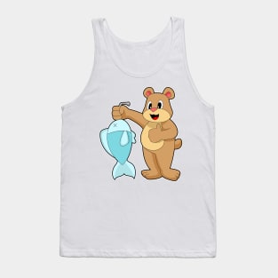 Bear Fisher Fish Fishing Tank Top